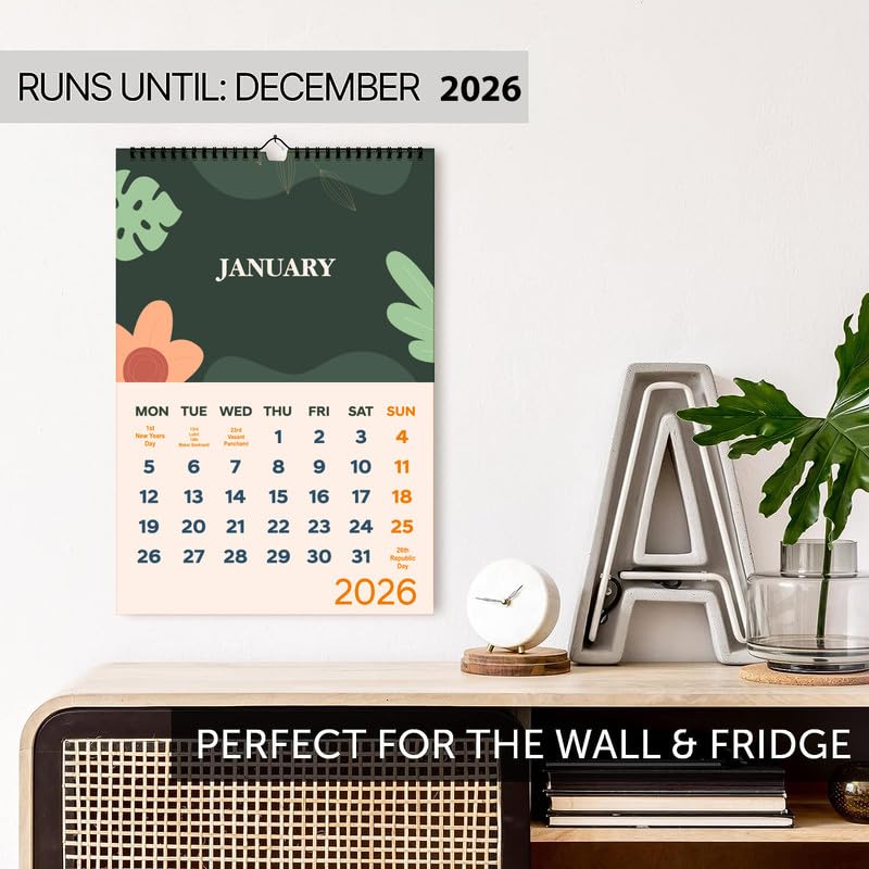 AccuPrints® Wall Calendar 2026 Planner-Size (14 x 20) inch For Office Home Table New Year Hanging Kids (35.5 x 50) cm- (New Green Wall) - Image 2