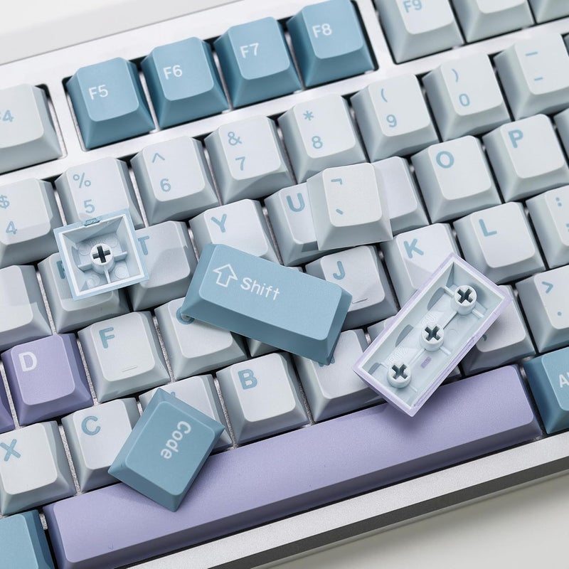 KBDiy Illusion PBT Double Shot Keycap Set,176 Keys Cute Blue Custom Key Cap Keycaps 70 Percent Cherry Profile Keycaps for 61/64/68/84/87/100/104/108 Mechanical Keyboard - Image 4