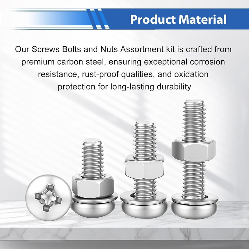 MAX-EMA GLOBAL MAX-EMA 90-Piece Screw Bolts & Hex Nuts Assortment Kit Carbon Steel Machine Nut Bolt Set M3, M4 & M5 Metric Fasteners for Furniture, Electronics, DIY Automotive & Industrial Repair - Image 3