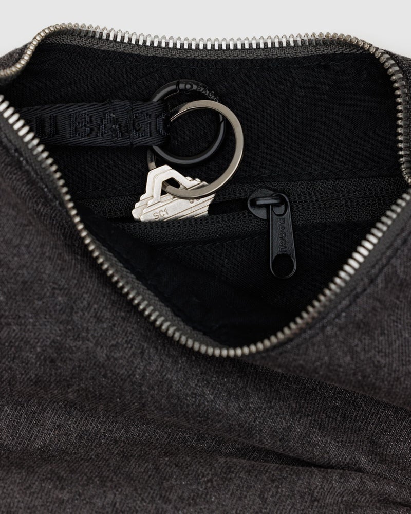 BAGGU Small Denim Crescent Bag - Washed Black Denim - Image 2