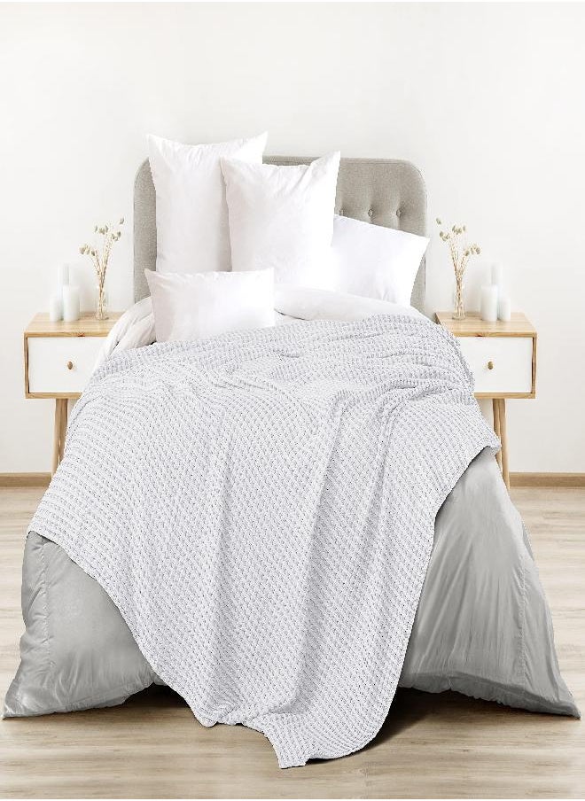 Utopia Bedding - Utopia Bedding Cotton Waffle Blanket 300 GSM (White - 90x90 Inches) Soft Lightweight Breathable Bed Blanket Queen Size Layering Any Bed for All Season - Image 1