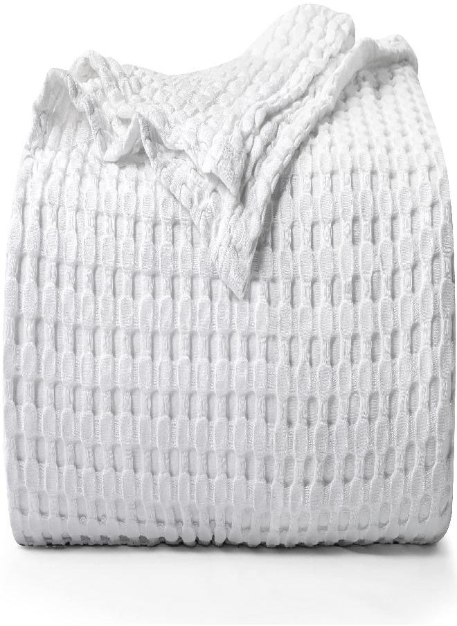Utopia Bedding - Utopia Bedding Cotton Waffle Blanket 300 GSM (White - 90x90 Inches) Soft Lightweight Breathable Bed Blanket Queen Size Layering Any Bed for All Season - Image 1