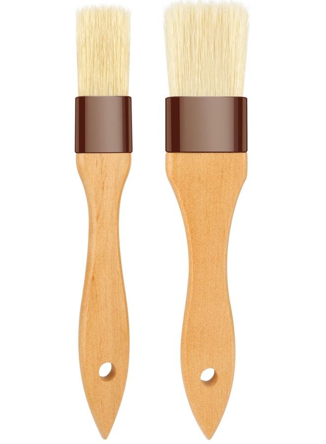 Kitchen Baking Seasoning Brush Set (including 2 brushes, with beech wood handles, suitable for sprinkling powder, sauces, oil, and egg liquid, sizes 1 inch and 1.5 inches) - Image 1