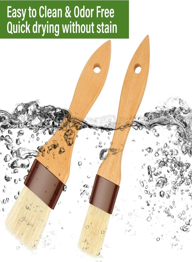 Kitchen Baking Seasoning Brush Set (including 2 brushes, with beech wood handles, suitable for sprinkling powder, sauces, oil, and egg liquid, sizes 1 inch and 1.5 inches) - Image 4