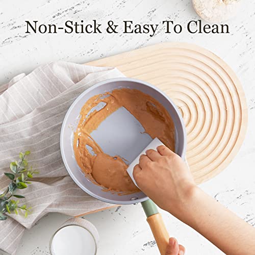 ROCKURWOK Ceramic Nonstick Sauce Pan with Lid, 1.5 Qt Small Pots for Cooking, Small Pot Wooden Handle for Cool Touch, Non Toxic & Pfas-Free Saucepan, Universal Base(Gas, Electric & Induction), Green - Image 5