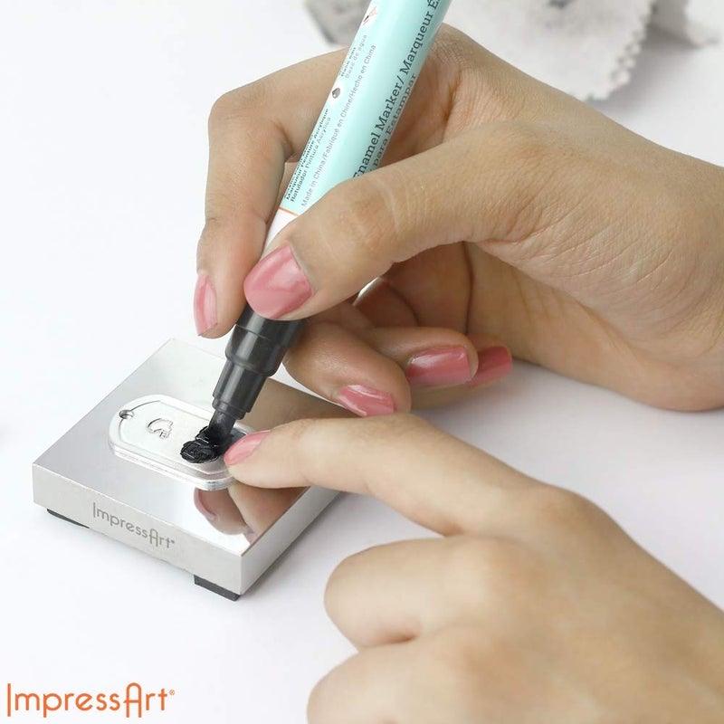 ImpressArt إمبريس آرت - قلم طلاء معدني لتخريم المعادن ونقش المجوهرات DIY حبر أكريليك (أسود) - Image 4