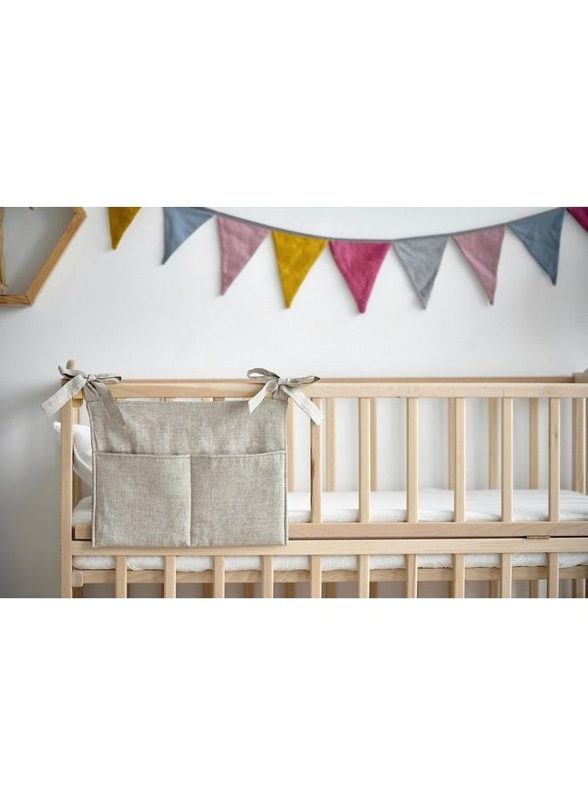 SUGEE sugee Baby Bedside Hanging Storage Bag,Hanging Diaper Organizer for Crib 2 Pockets Organizer for Changing Table Baby Cribs and Book  - Image 4