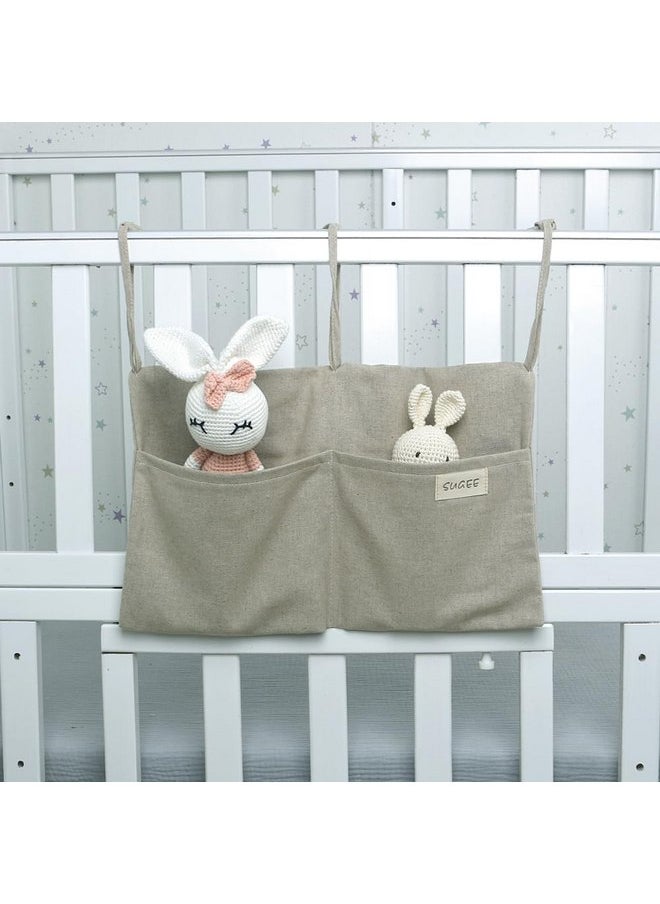 SUGEE sugee Baby Bedside Hanging Storage Bag,Hanging Diaper Organizer for Crib 2 Pockets Organizer for Changing Table Baby Cribs and Book  - Image 1