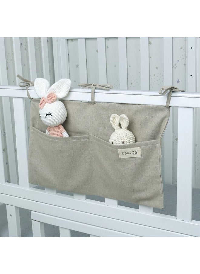 SUGEE sugee Baby Bedside Hanging Storage Bag,Hanging Diaper Organizer for Crib 2 Pockets Organizer for Changing Table Baby Cribs and Book  - Image 2