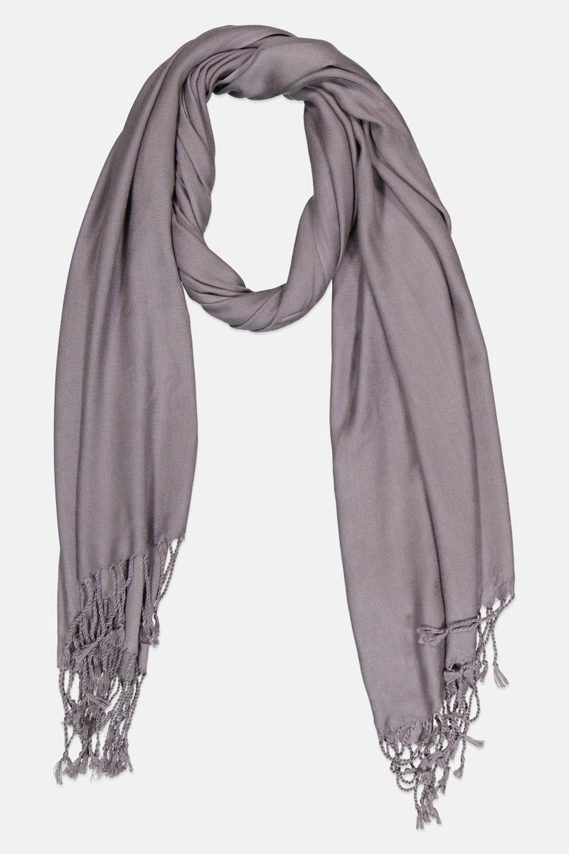 bebe Women Solid Scarf 200 L x 57 H cm, Grey  - Image 1