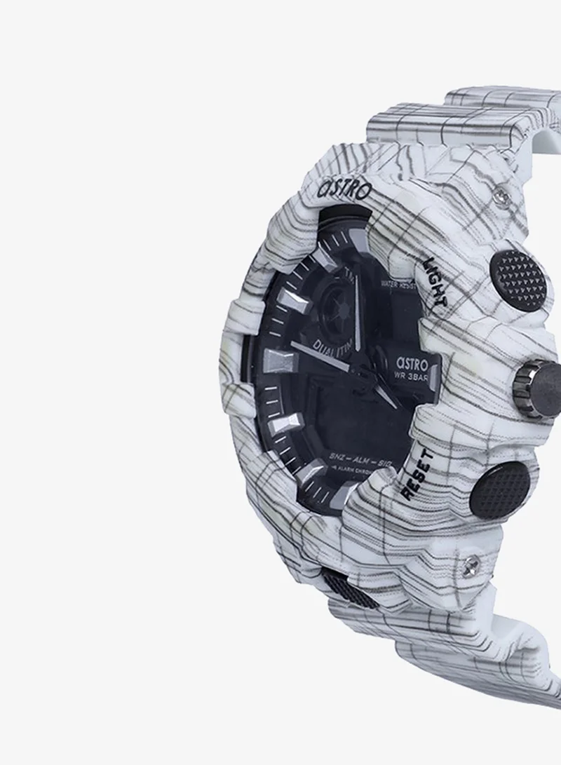 أسترو Astro Kids Quartz Movement Watch, Analog-Digital Display and Plastic Strap - A20806-PPWB, White
