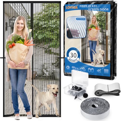 Loviga Heavy Duty Door Screen Magnetic Closure, LOVIGA Thickened Fiberglass Screen Door Mesh, Self Sealing, Tear Resistant, Easy Assemble, Fine Mesh Keep Bugs Out Fit Door Size 36 Inch X 82 Inch - Image 2