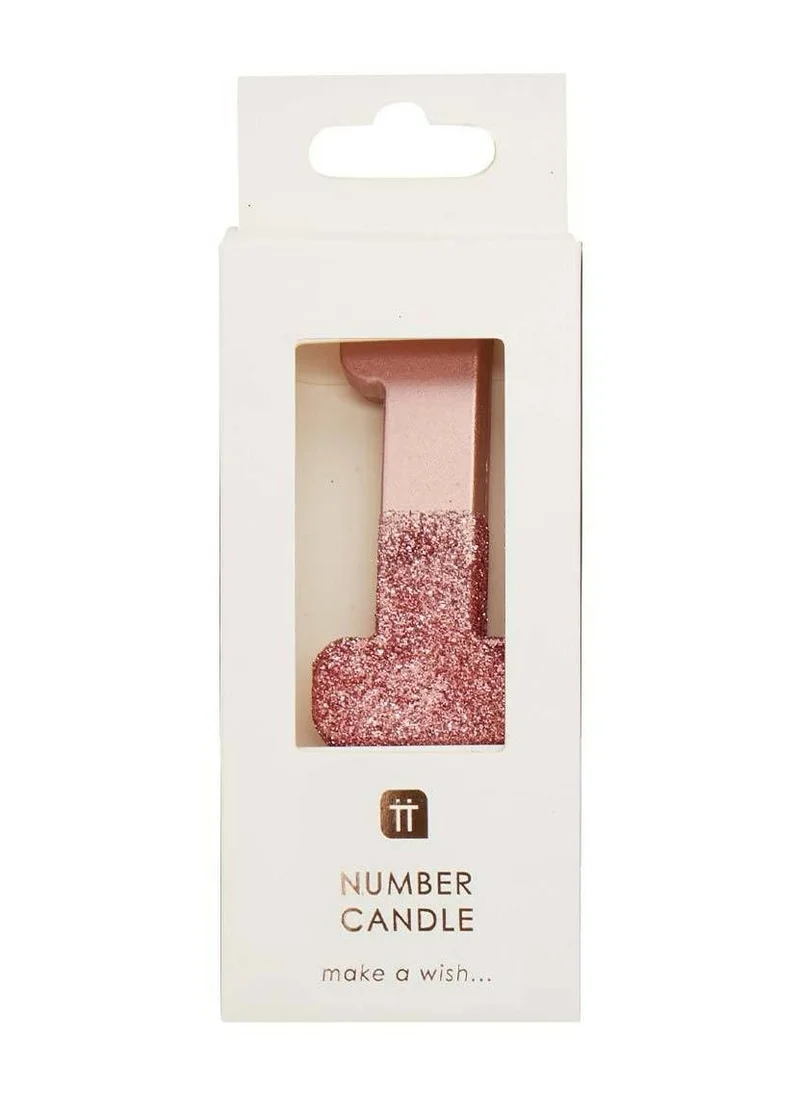 توكينج تيبلز Rose Gold Glitter Number Candle - 1