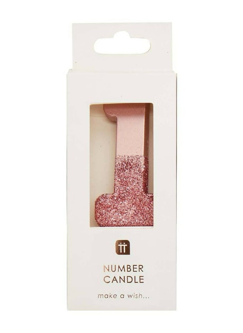 Talking Tables Rose Gold Glitter Number Candle - 1  - Image 2