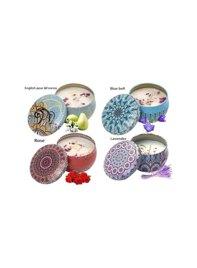 The Bros 4Pack Scented Candles,2.5oz Aromatherapy Candles for Home Scented,Natural Soy Candles with Floral Scents,Portable Small Jar Candle Set for Travel,Spa,Bath,Yoga,Home Decor Gift Candle (4, B) - Image 2