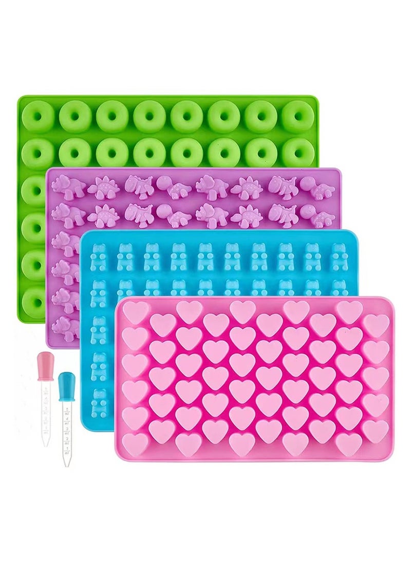 6 قطعة / مجموعة من قوالب دب لينة سيليكون الشوكولاته العفن مع بالقطارة ديي ديناصور / دب / القلب وميني دونات عيد الحب الطرف الخبز العفن - Image 1