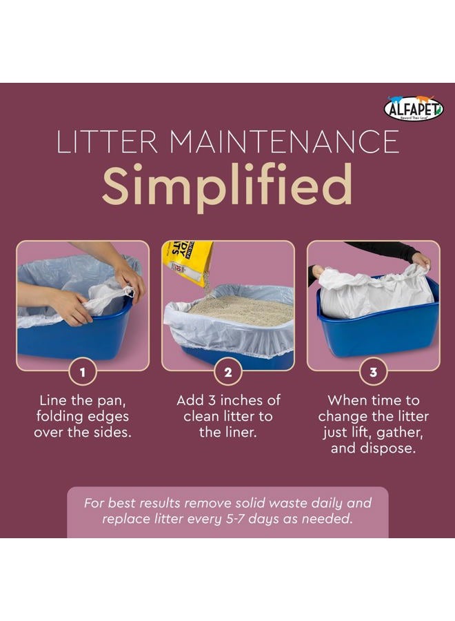 Alfapet Cat Litter box liner Disposable, Elastic Liners- 24-count-For Medium and Large, Size Litter Pans- With Sta-Put Technology for Firm, Easy Fit- Quick + Clever Waste Cleaners - Image 3