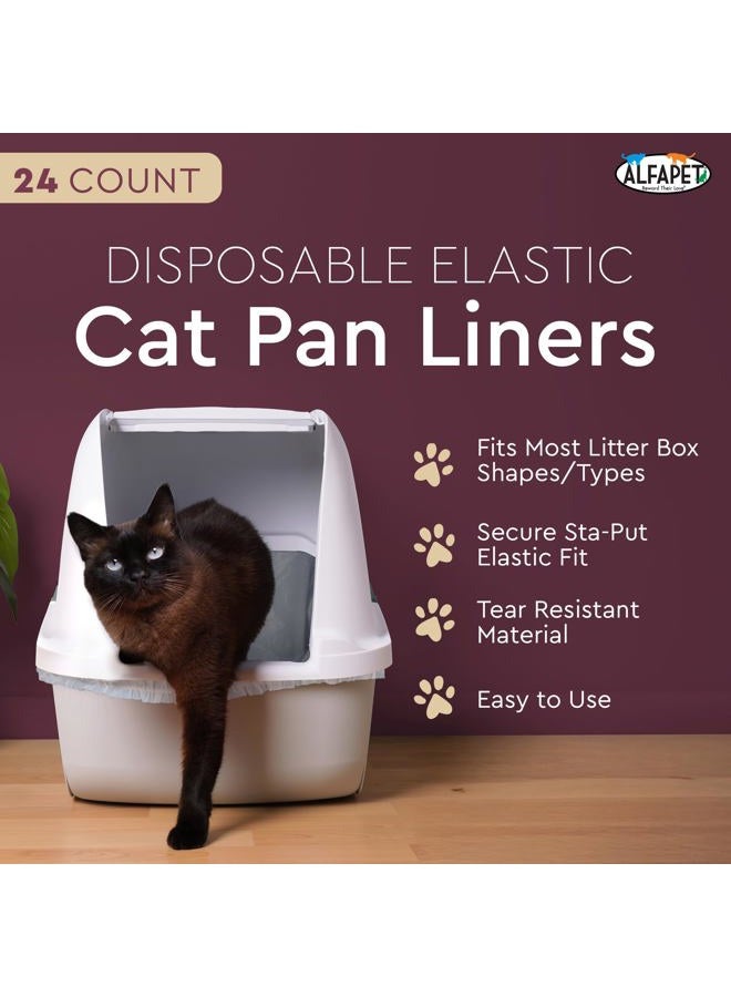 Alfapet Cat Litter box liner Disposable, Elastic Liners- 24-count-For Medium and Large, Size Litter Pans- With Sta-Put Technology for Firm, Easy Fit- Quick + Clever Waste Cleaners - Image 2