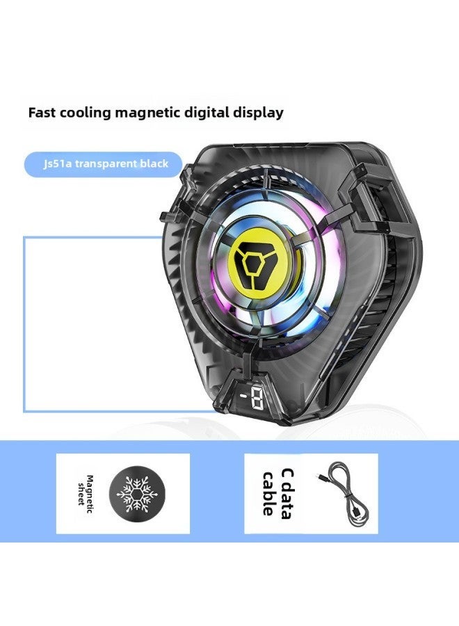Mobile Phone Radiator Semiconductor Icing Charging Digital Display Mute Magnetic Wireless Chicken Cooling Artifact-Color:Js51a With Display┃Transparent Black - Image 1