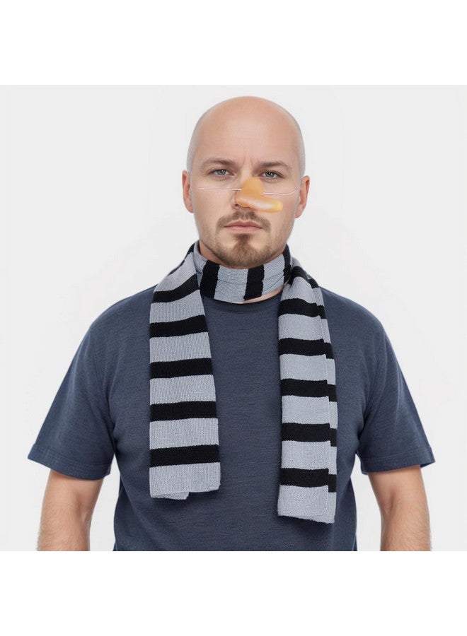 Dxhycc Black And Gray Striped Knit Scarf And Fake Long Nose Cosplay Costume Accessories For Halloween Dress Up Party  - Image 5