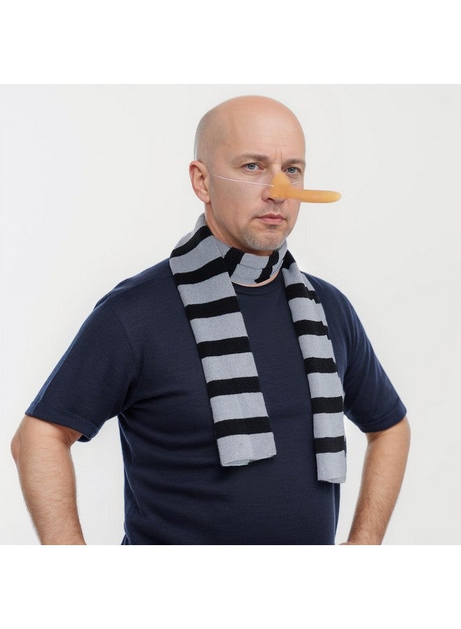 Dxhycc Black And Gray Striped Knit Scarf And Fake Long Nose Cosplay Costume Accessories For Halloween Dress Up Party  - Image 4
