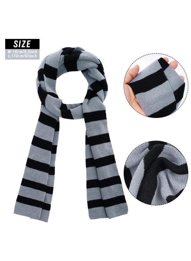 Dxhycc Black And Gray Striped Knit Scarf And Fake Long Nose Cosplay Costume Accessories For Halloween Dress Up Party  - Image 2