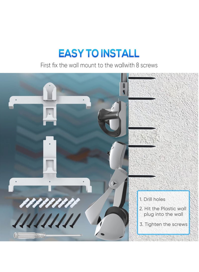 Wall Mount Storage Stand for PS VR2 Gaming Headset VR2 All-in-One Steel Wall Shelf Holder Hanger Hook for PS5 Controller and Headset Accessories Saving Space for PSVR2 Accessories - Image 2