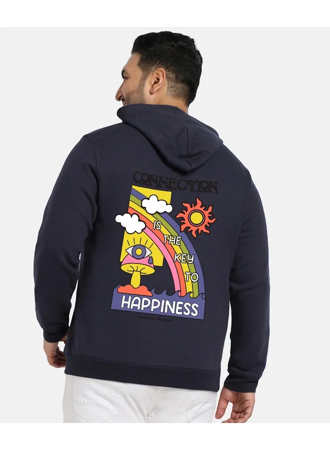 Instafab Plus Instafab Plus Men's Navy Blue Happy Connection Hoodie