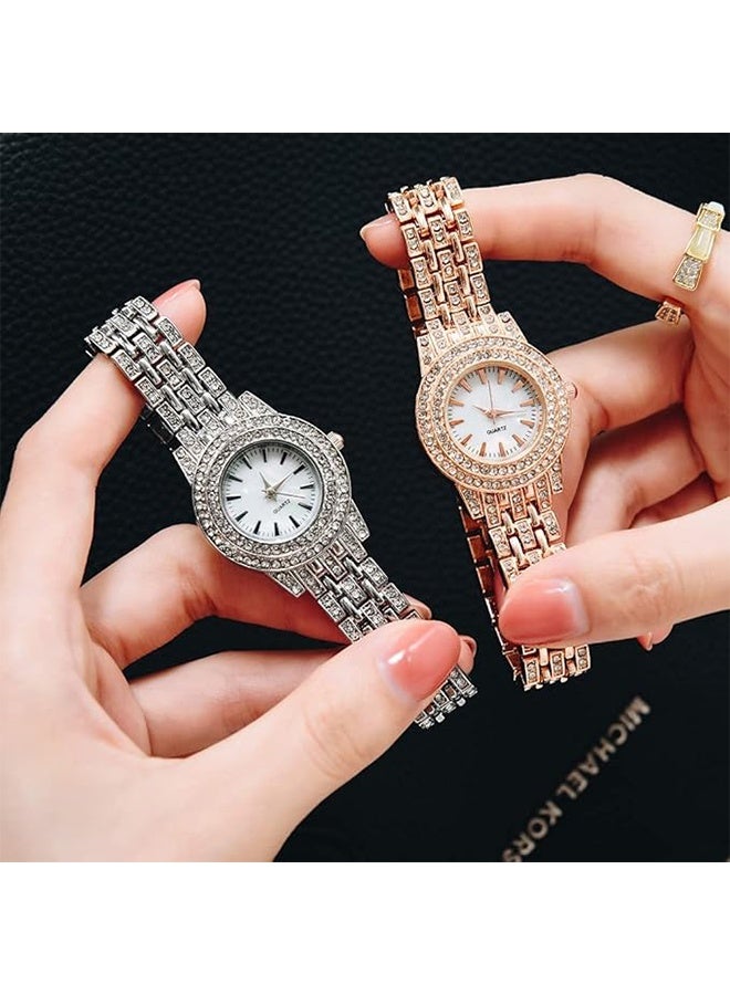 Ocean Women's Stone Studded Analog Watch with Bracelet Set, Girls Wrist Watch and Bracelets Set Gift (Gold)  - Image 4
