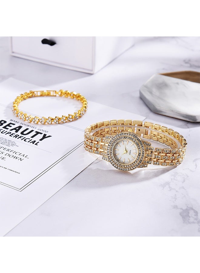 Ocean Women's Stone Studded Analog Watch with Bracelet Set, Girls Wrist Watch and Bracelets Set Gift (Gold)  - Image 5