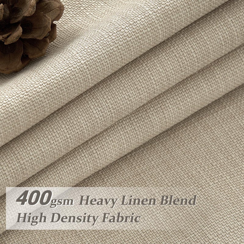 PleatedDrapes High Ceiling Room Darkening Natural Linen Curtains 108 Inches Long for Dining Room 2 Panels Set, Neutral Pinch Pleated Light Beige Blackout Window Drapes with Back Tab 9 FT Office Large Viral Curtain - Image 2