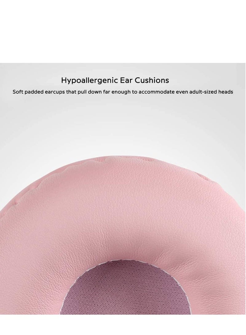 سماعات رأس للأطفال بلوتوث لاسلكية، سماعات رأس فوق الأذن بأذني قطة، تحديد مستوى الصوت، أضواء LED، راديو FM، بطاقة TF، AUX، ميكروفون لجهاز iPhone/iPad/Kindle/كمبيوتر محمول/PC/تلفاز (وردي ورمادي) 3 - Image 3