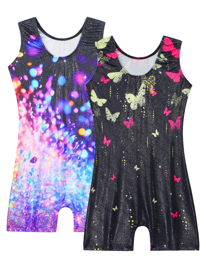 Nymphperi Leotard for Girls Gymnastics Size 4-5t 2 Pack Black Purple Tumbling Outfit Dance Unitard - Image 2