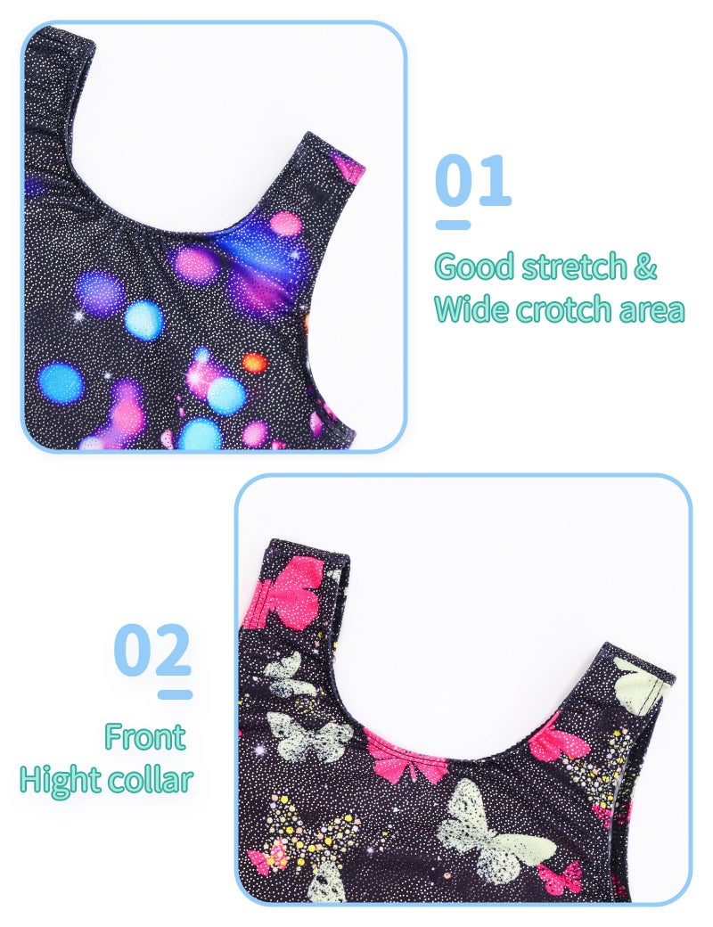 Nymphperi Leotard for Girls Gymnastics Size 4-5t 2 Pack Black Purple Tumbling Outfit Dance Unitard - Image 3