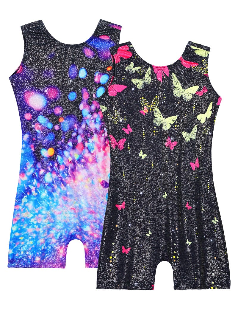 Nymphperi Leotard for Girls Gymnastics Size 4-5t 2 Pack Black Purple Tumbling Outfit Dance Unitard - Image 1