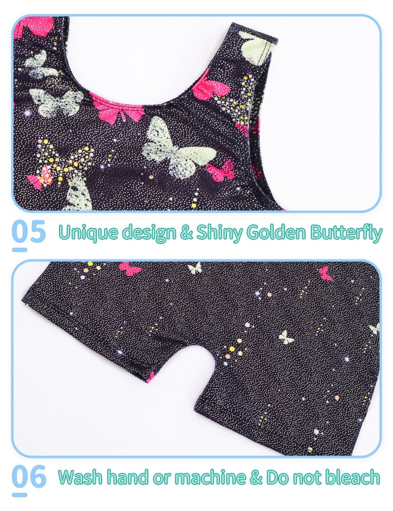 Nymphperi Leotard for Girls Gymnastics Size 4-5t 2 Pack Black Purple Tumbling Outfit Dance Unitard - Image 5