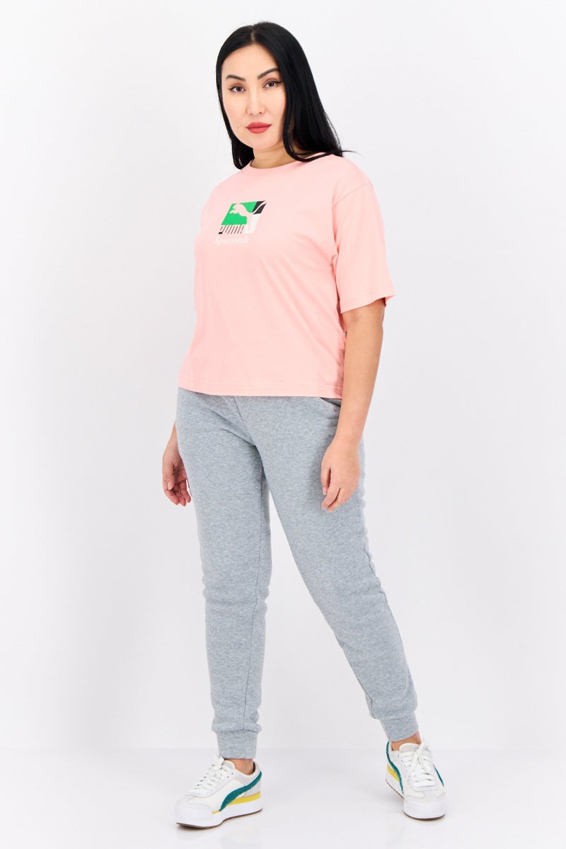 PUMA تي شيرت تدريب قصير الأكمام للنساء، وردي - Image 4