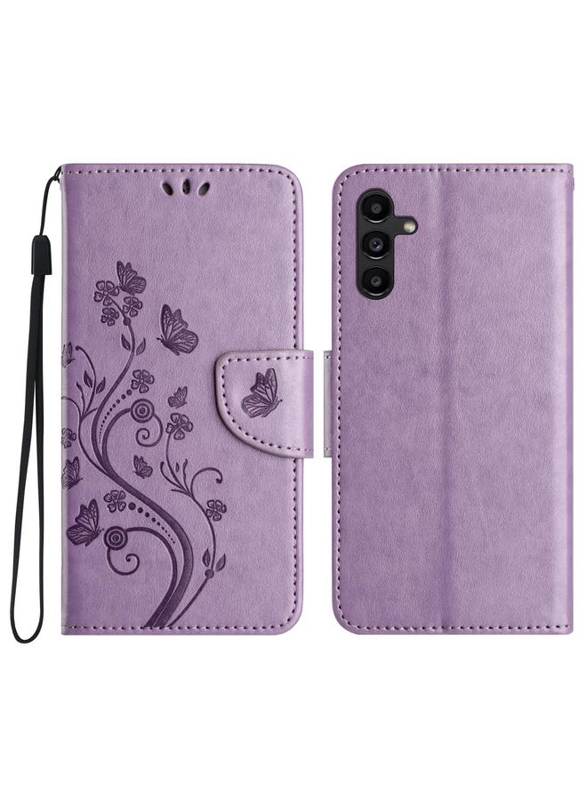 اس-توب جراب لهاتف Samsung Galaxy A56 5G بنمط زهرة الفراشة من الجلد القابل للطي - Image 1