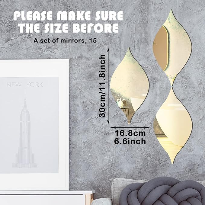 Horoof Home 10 Pack Gold Acrylic Mirror Wall Stickers - Image 2