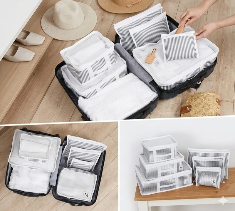 6-Piece Travel Organizer Bags Set White - Image 2