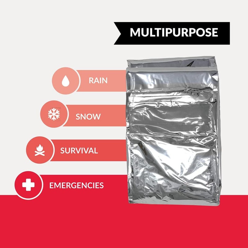 Ever Ready First Aid Mylar Rescue Blanket, Large Silver Thermal Sheet for Emergency and Survival, 54” x 84” – 5 Count - Image 3