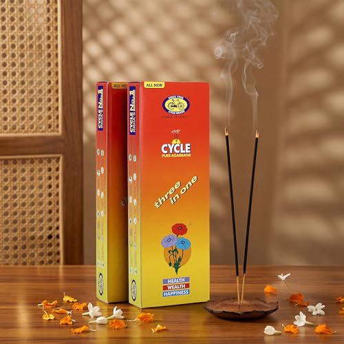 Cycle Pure Agarbatti Three in One Incense Sticks || Pack of 3 (250gm per Pack) || 3 Signature Fragrances Floral, Woody, Lily I Natural Fragrance for Puja, Meditation, Refreshing Ambience - Image 1