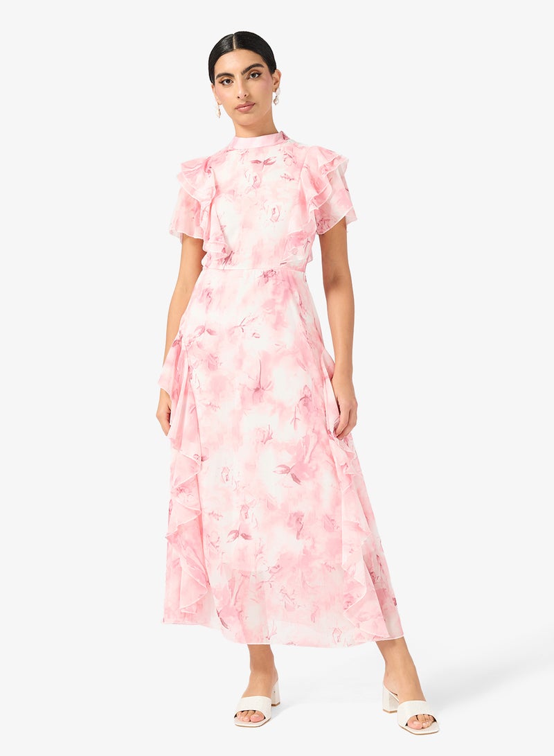 ايلا فستان مطبوع بكشكش - Image 1