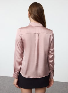 trendyol Powder Satin Fabric Regular Regular Pattern Woven Shirt TWOAW25GO00100  - Image 5