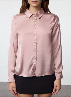 trendyol Powder Satin Fabric Regular Regular Pattern Woven Shirt TWOAW25GO00100  - Image 3