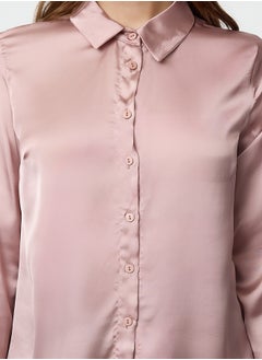trendyol Powder Satin Fabric Regular Regular Pattern Woven Shirt TWOAW25GO00100  - Image 4