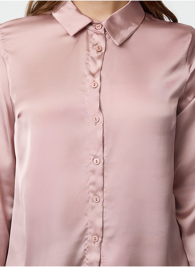 trendyol Powder Satin Fabric Regular Regular Pattern Woven Shirt TWOAW25GO00100  - Image 4