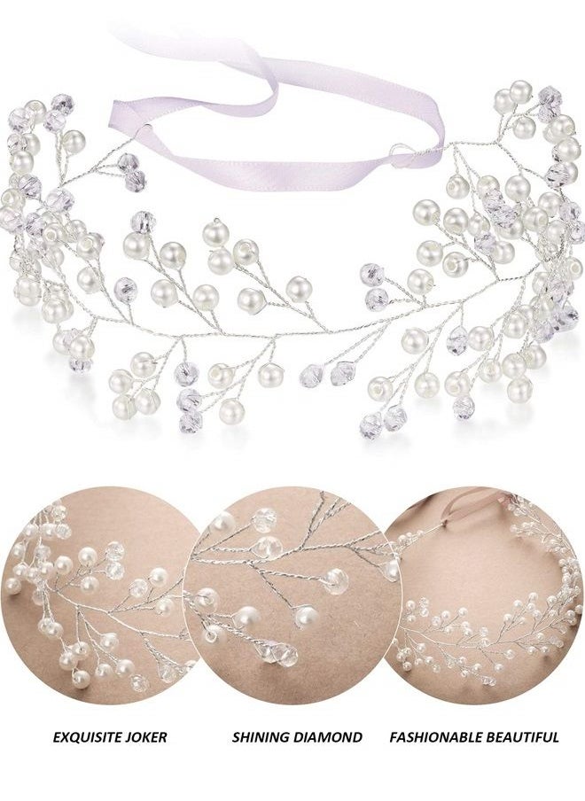 WILLBOND 2 Pieces Flower Girls Headpiece Princess Wedding Faux Pearls Rhinestone Headband Bridal Crystal Hairband Tiara for Flower Girls Toddler Crown Wedding Party Hair Accessory  - Image 3