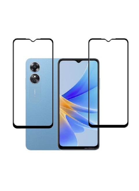 2 Pieces Tempered Glass Screen Protector 5D Designed For Oppo A17K Full Glue Edge to Edge Full Screen Coverage And Bubble Free