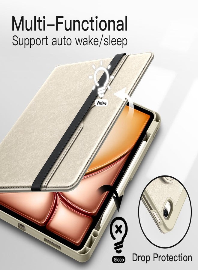 JETech Rotating Case for iPad Air 13-Inch M4/M3/M2 (2026/2025/2024) with Pencil Holder, 360 Degree Rotation PU Leather Folio Protective Cover (Starlight) - Image 5